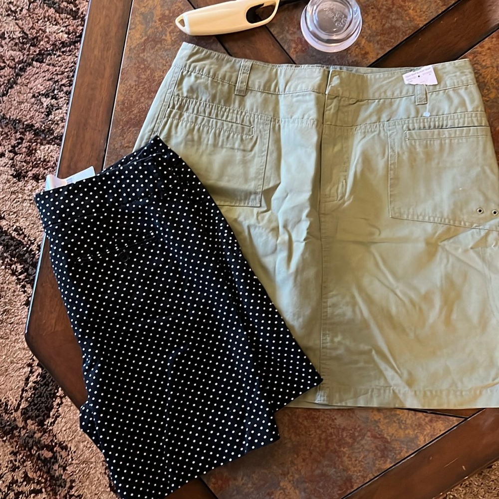 2 piece bundle--Size 10 skort(green) and black shorts with white dots.
